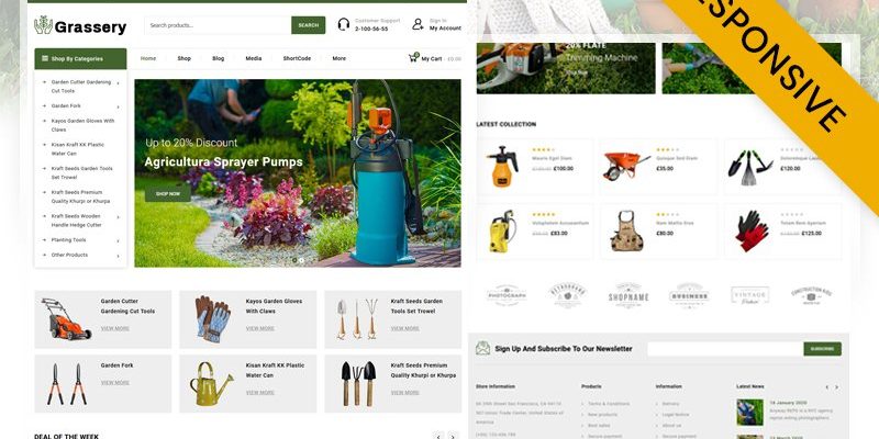 Тема WooCommerce для магазина садовых инструментов Grassery